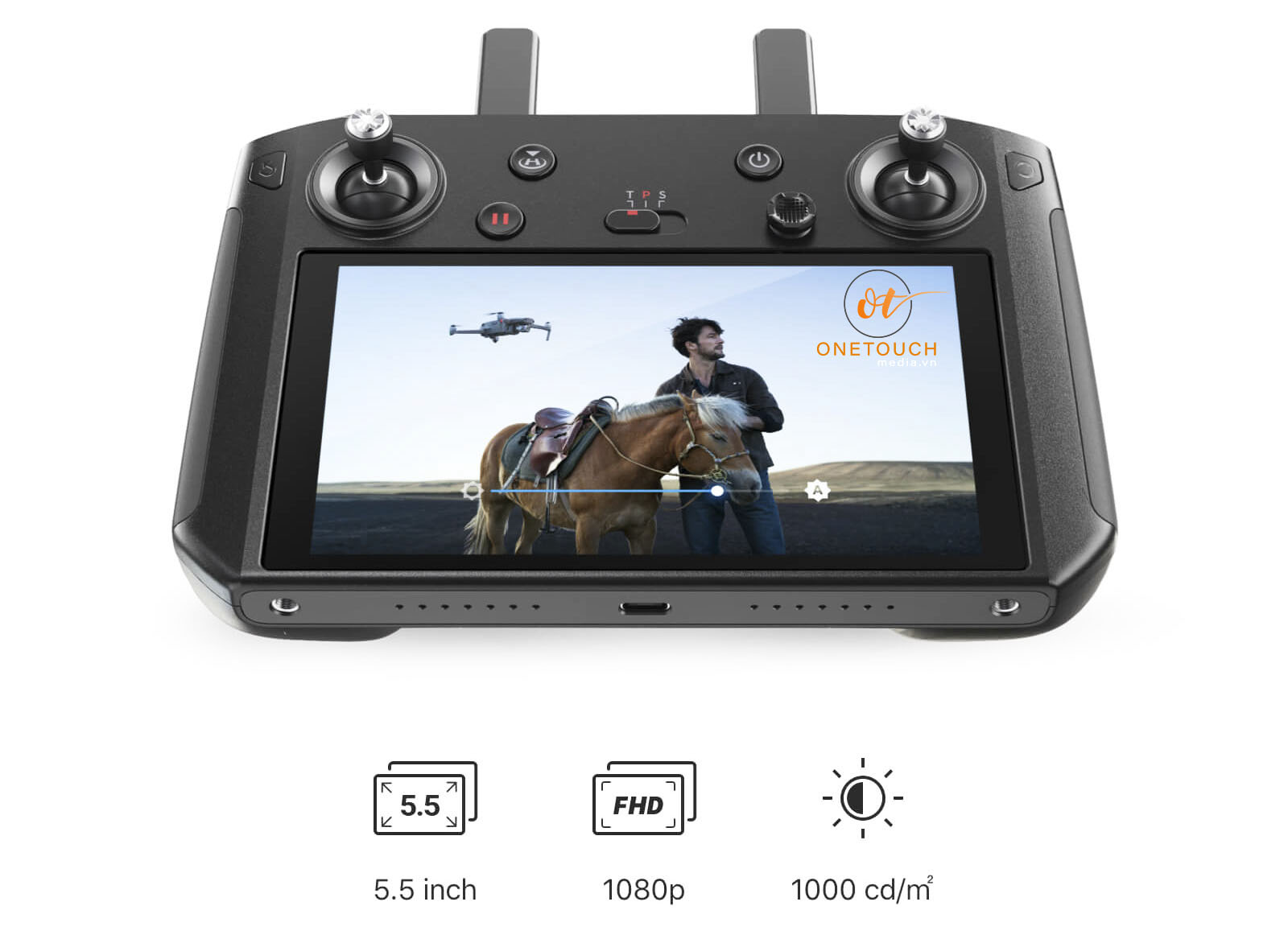 Smart Controller tích hợp sẵn màn hình ultra-bright 5.5 inches 1080p. DJI ra mắt điều khiển thông minh Flycam Chuyên Chụp Ảnh